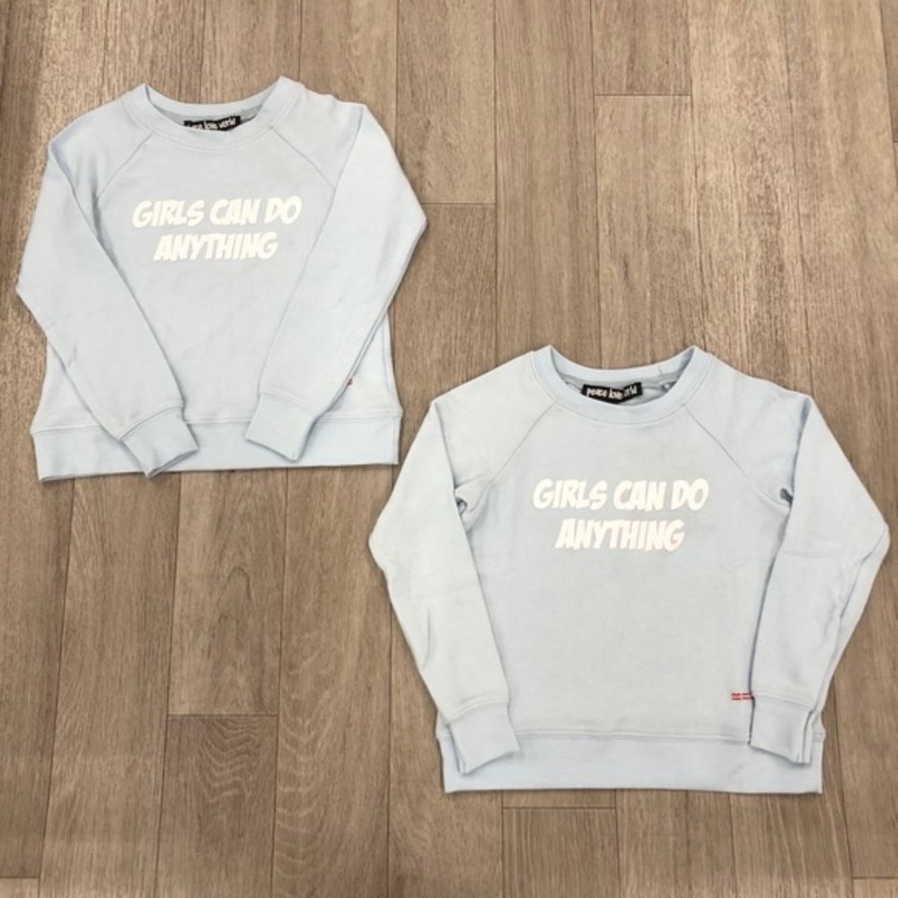 Peace Love World Light Blue Sweatshirt